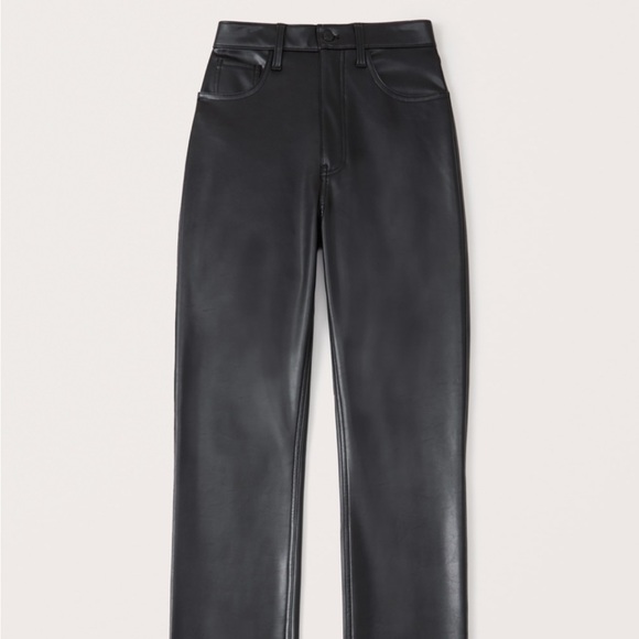 abercrombie vegan leather 90s straight ultra high rise pant - Picture 3 of 8